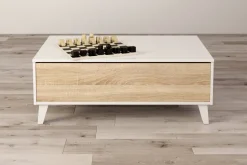 Tavolino da salotto rettangolare bianco marmo e oro 100x60x40h cm - Franca