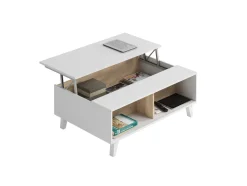 Tavolino da salotto rettangolare bianco marmo e oro 100x60x40h cm - Franca