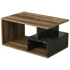 Tavolino da salotto rettangolare marrone e grigio 90x42x54h cm - Calvera