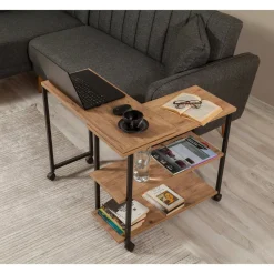 Tavolino da salotto rettangolare quercia e nero 70x76x63h cm - Lagaros