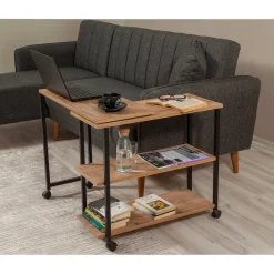 Tavolino da salotto rettangolare quercia e nero 70x76x63h cm - Lagaros