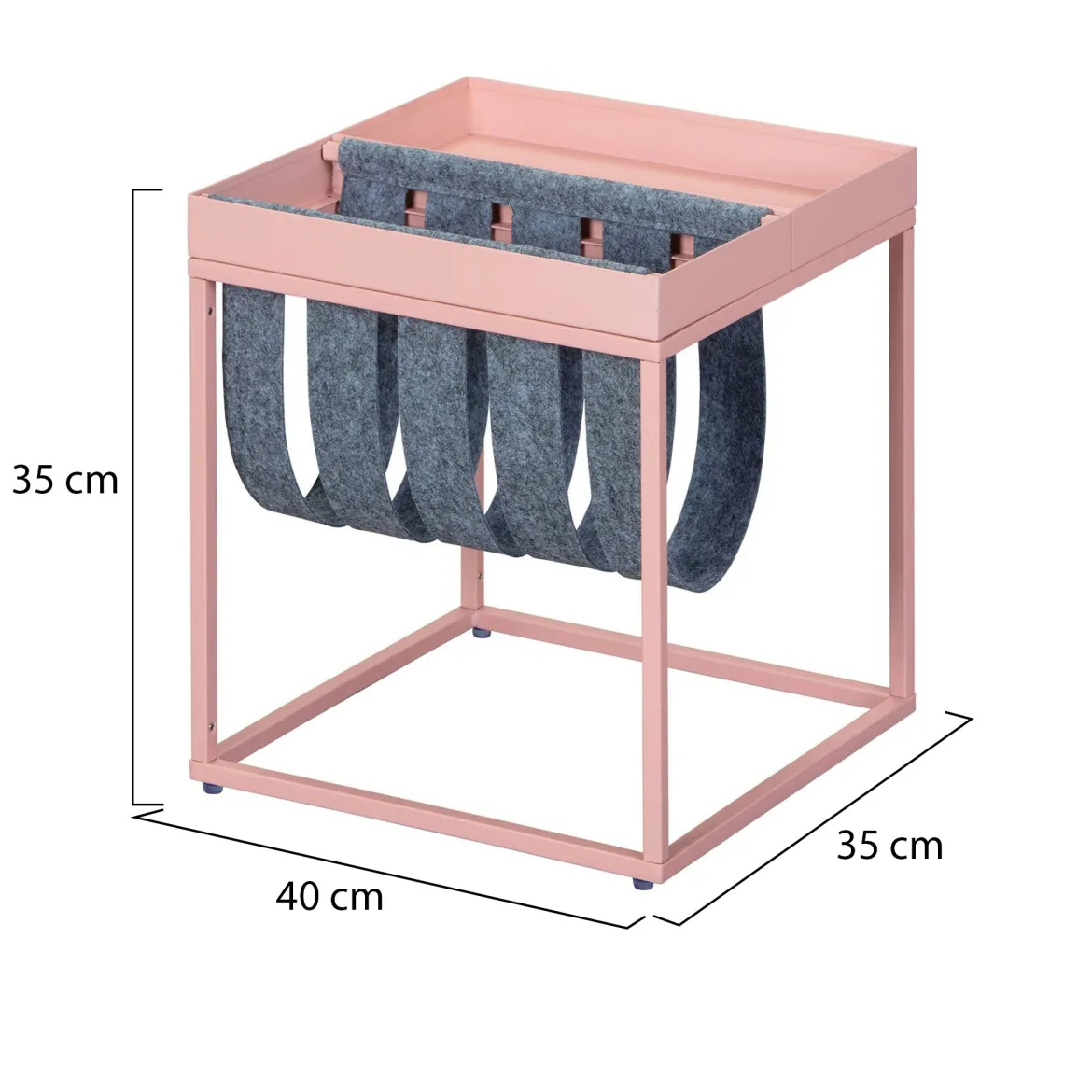 Tavolino da Salotto Rosa Portariviste 2 Vani 35x40x35h cm, Forma Rettangolare - Limana