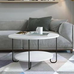Tavolino da salotto rotondo bianco 80x80x45h cm - Plodio