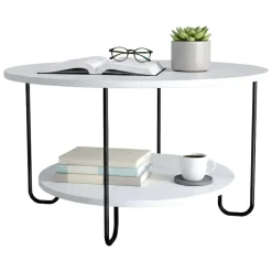 Tavolino da salotto rotondo bianco 80x80x45h cm - Plodio