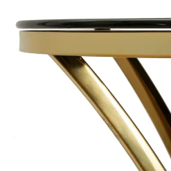 Tavolino da Salotto Trasparente oro Portaoggetti Forma Esagonale 40x35x80h cm, Colore Ripiano Trasparente - Daneso