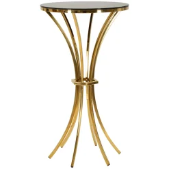 Tavolino da Salotto Trasparente oro Portaoggetti Forma Esagonale 40x35x80h cm, Colore Ripiano Trasparente - Daneso
