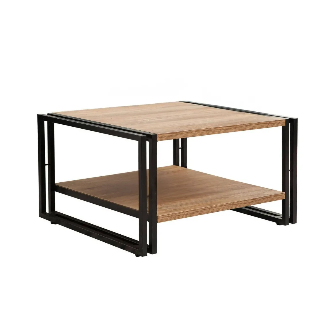 Tavolino salotto quadrato quercia e nero 70x70x40h cm con ante reversibili - Gioacchina