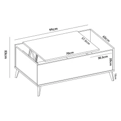 Tavolino salotto rettangolare ardesia 100x55x42h cm - Iside