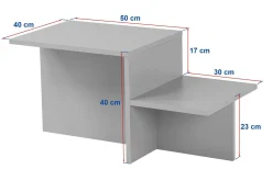 Tavolino salotto rettangolare bianco 105x45x55h cm con piano elevabile - Aspra