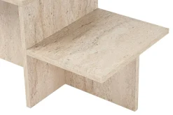 Tavolino salotto rettangolare bianco 105x45x55h cm con piano elevabile - Aspra