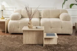 Tavolino salotto rettangolare bianco 105x45x55h cm con piano elevabile - Aspra