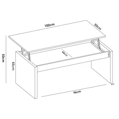 Tavolino salotto rettangolare bianco lucido e acero 110x60x40h cm - Ashar