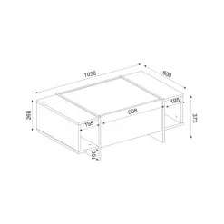 Tavolino salotto rettangolare nero e oro 106x60x40h cm - Gigliola