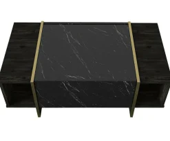 Tavolino salotto rettangolare nero e oro 106x60x40h cm - Gigliola