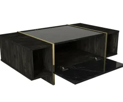 Tavolino salotto rettangolare nero e oro 106x60x40h cm - Gigliola
