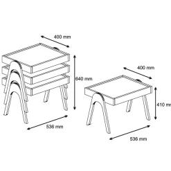 Tavolino salotto rettangolare noce e crema 53x40x64h cm - Strembo