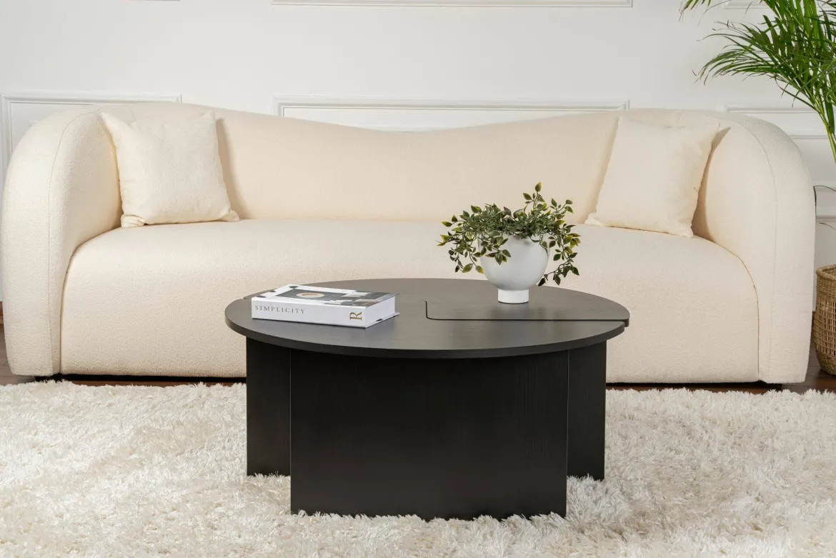 Tavolino salotto rotondo nero 90x90x41h cm - Tairn