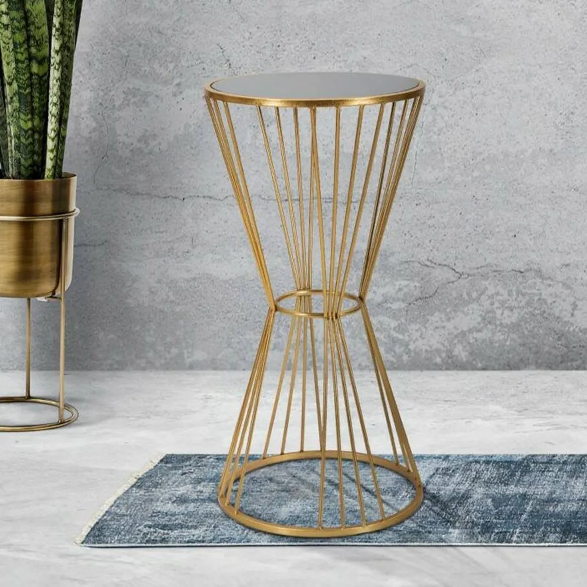 Tavolino salotto rotondo oro 50x50x100h cm - Leonid