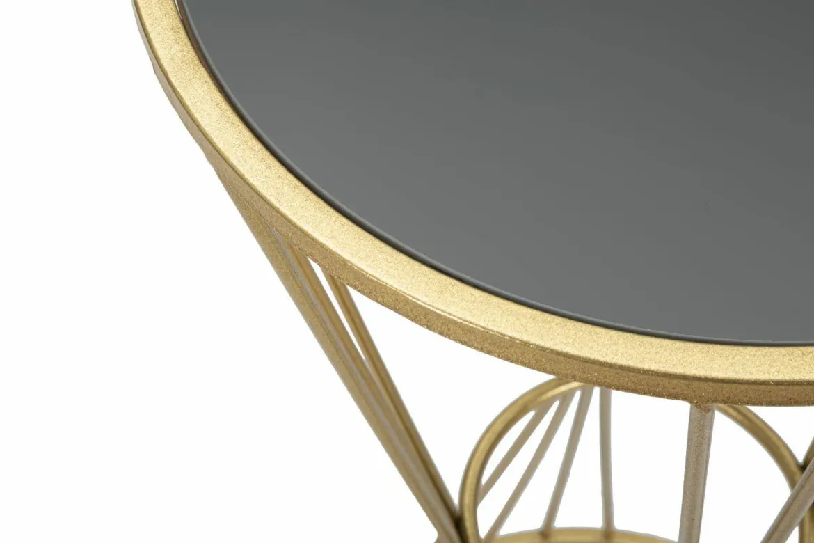 Tavolino salotto rotondo oro 50x50x100h cm - Leonid