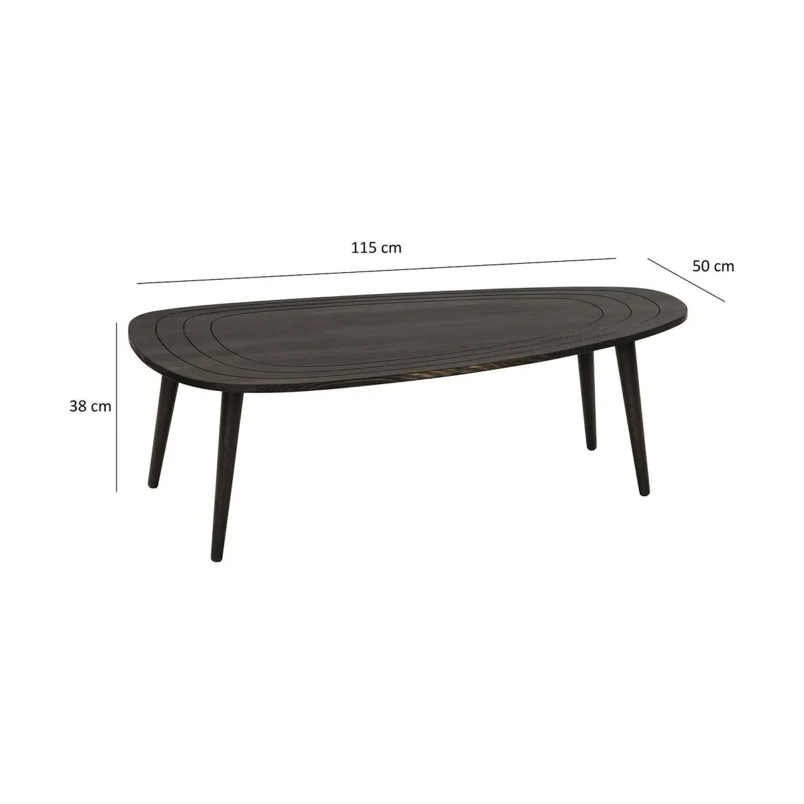 Tavolino soggiorno ovale antracite 115x50x38h cm - Eugenia
