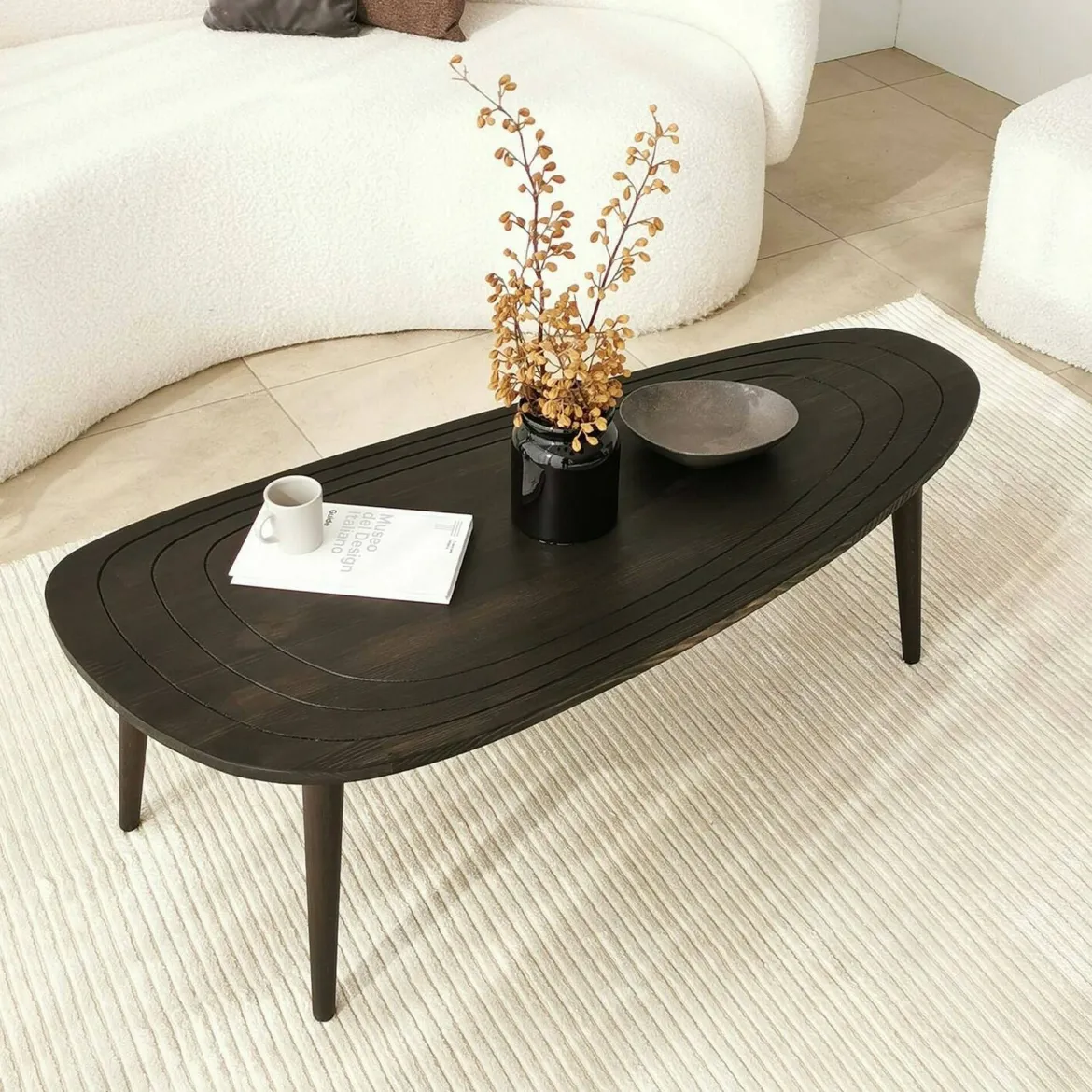 Tavolino soggiorno ovale antracite 115x50x38h cm - Eugenia