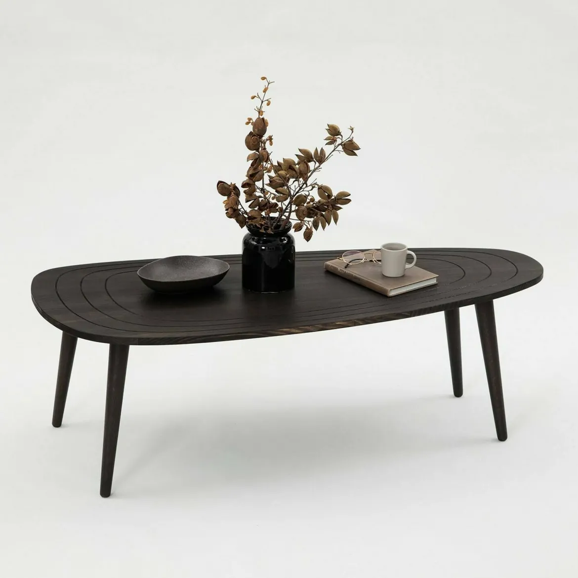 Tavolino soggiorno ovale antracite 115x50x38h cm - Eugenia