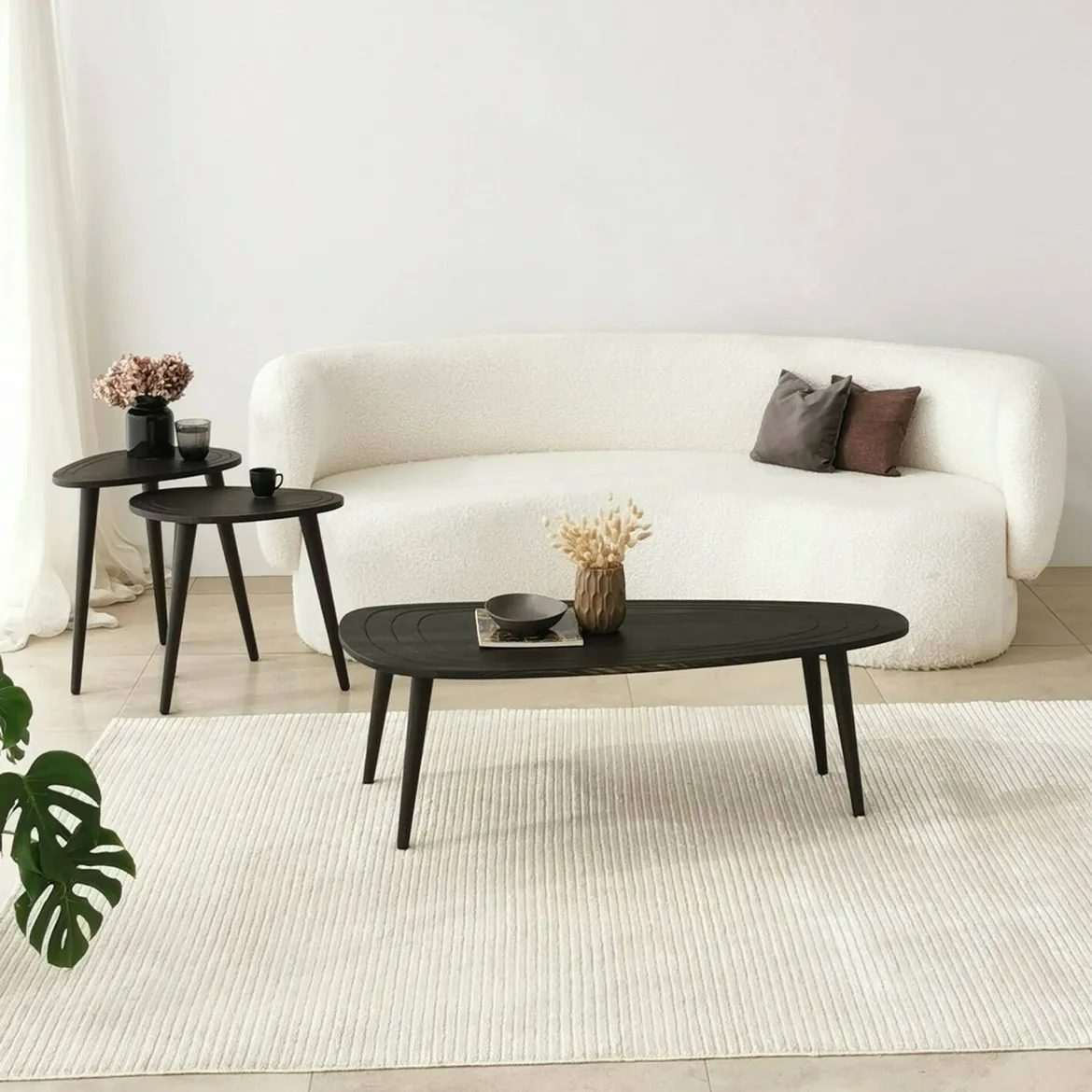 Tavolino soggiorno ovale antracite 115x50x38h cm - Eugenia