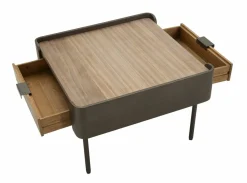 Tavolino soggiorno quadrato grigio e oro 40x40x42h cm - Collio