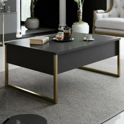 Tavolino soggiorno rettangolare ardesia 90x55x41h cm multiuso - Natalia