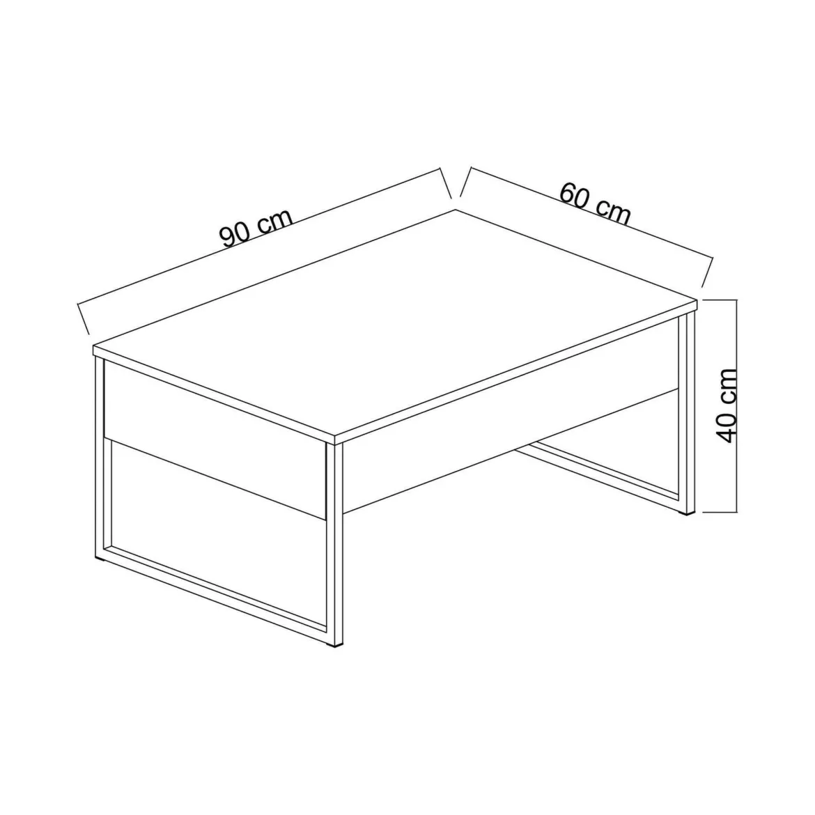 Tavolino soggiorno rettangolare ardesia 90x55x41h cm multiuso - Natalia