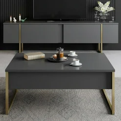 Tavolino soggiorno rettangolare ardesia 90x55x41h cm multiuso - Natalia