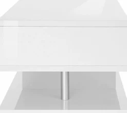 Tavolino soggiorno rettangolare bianco 90x60x47h cm con 2 cassetti - Taylor