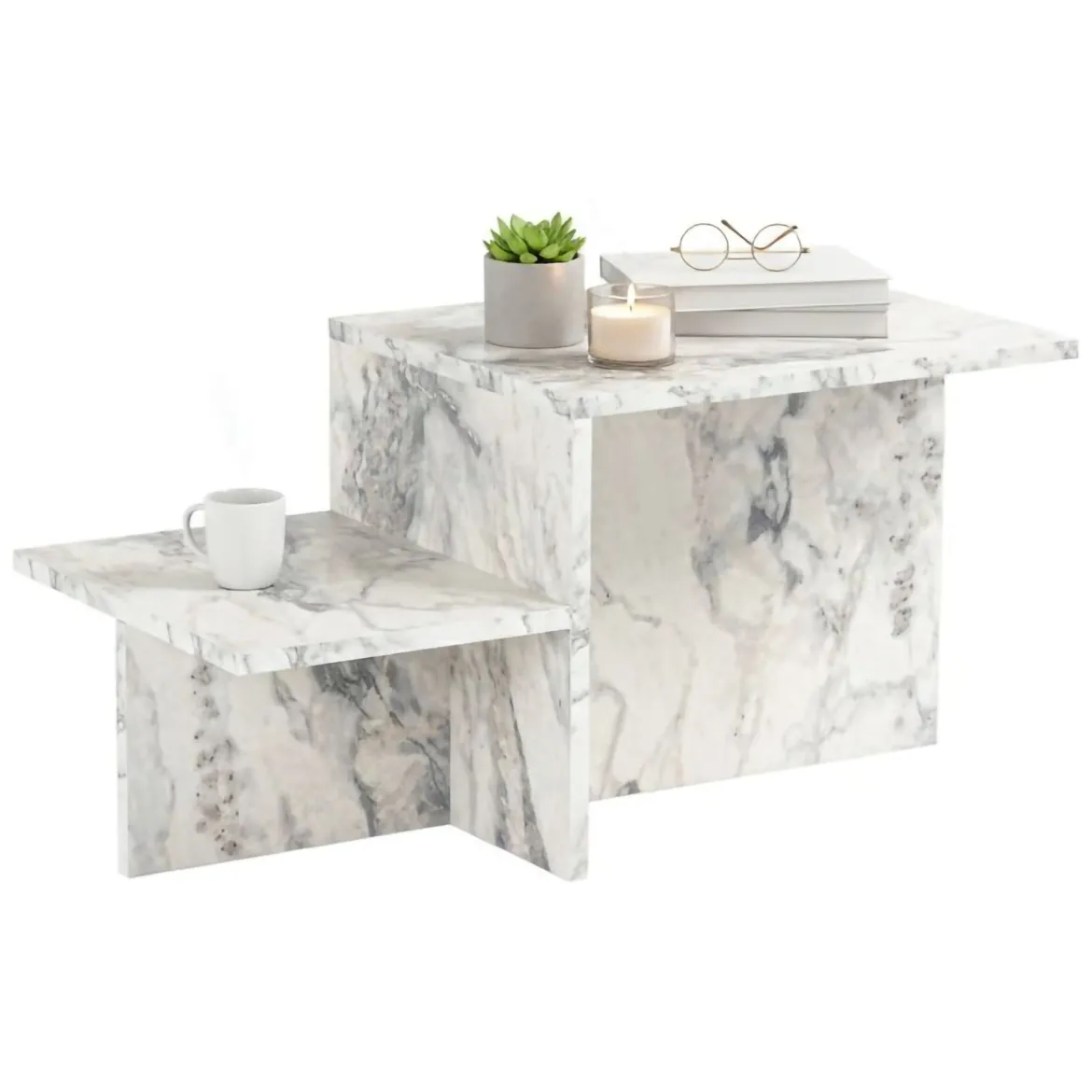 Tavolino soggiorno rettangolare marmo 80x40x40h cm - Varian