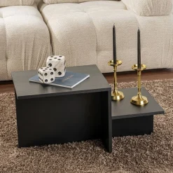 Tavolino soggiorno rettangolare nero 80x40x40h cm - Varian