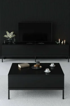 Tavolino soggiorno rettangolare nero opaco 90x60x40h cm - Vespero