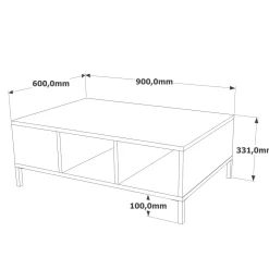 Tavolino soggiorno rettangolare quercia e bianco 90x41x54h cm - Basilica