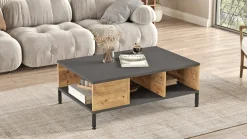 Tavolino soggiorno rettangolare quercia e bianco 90x41x54h cm - Basilica