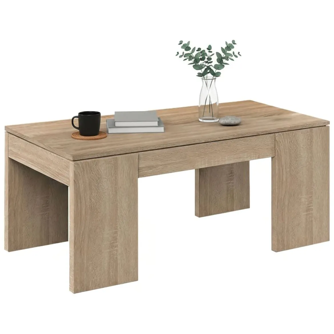 Tavolino soggiorno rettangolare rovere 102x43x50h cm contenitore - Adrina