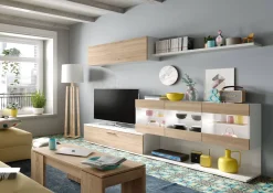 Tavolino soggiorno rettangolare rovere 102x43x50h cm contenitore - Adrina