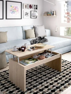 Tavolino soggiorno rettangolare rovere e bianco 100x40x50h cm impermeabile - Axinia