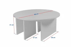 Tavolino soggiorno rotondo bianco larice 90x90x41h cm - Tairn