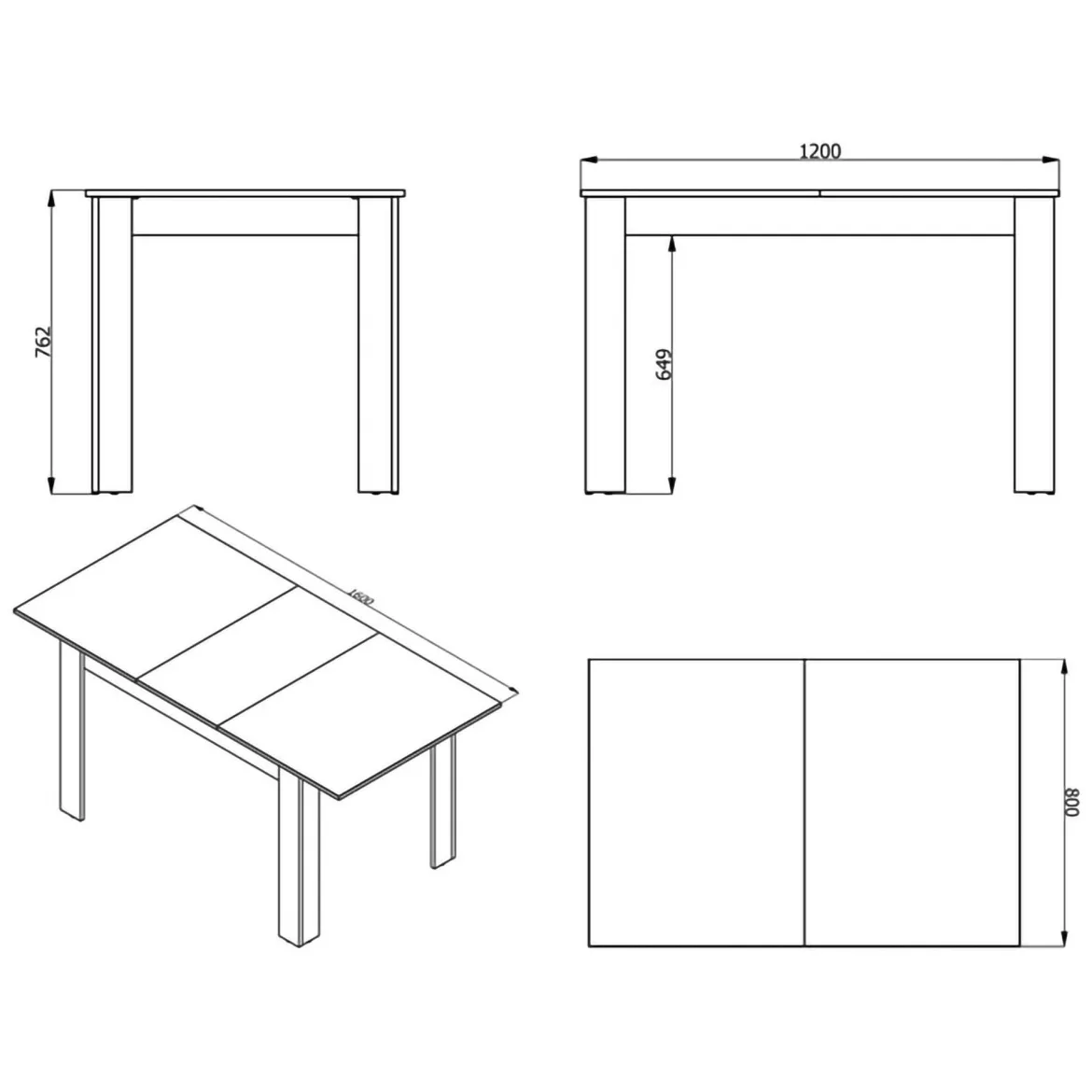 Tavolo Allungabile Bianco Opaco Marrone Rovere 4 Posti Allungabile 110x50x79h cm, - Paestum