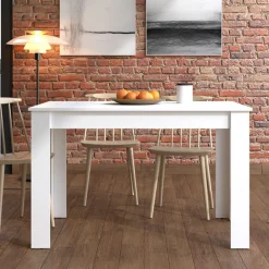 Tavolo Allungabile Bianco Opaco Marrone Rovere 4 Posti Allungabile 110x50x79h cm, - Paestum