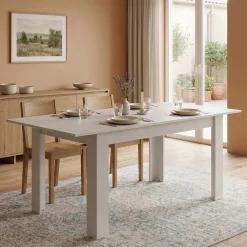 Tavolo Allungabile Bianco Opaco Marrone Rovere 4 Posti Allungabile 110x50x79h cm, - Paestum