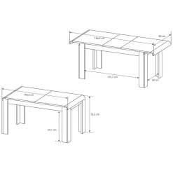 Tavolo Allungabile Marrone Rovere 8 Posti Allungabile 180x90x76h cm, Meccanismo Estensione Allunga Centrale - Kasota
