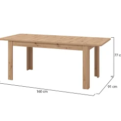 Tavolo Allungabile Marrone Rovere Nodi 8 Posti Allungabile 190x90x77h cm, Meccanismo Estensione Allunga Centrale - Dencio