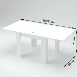 Tavolo allungabile 6-8 posti 90x90cm bianco lucido - Airin