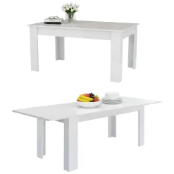 Tavolo allungabile 8-12 posti 160/210x90cm bianco lucido -Agenore