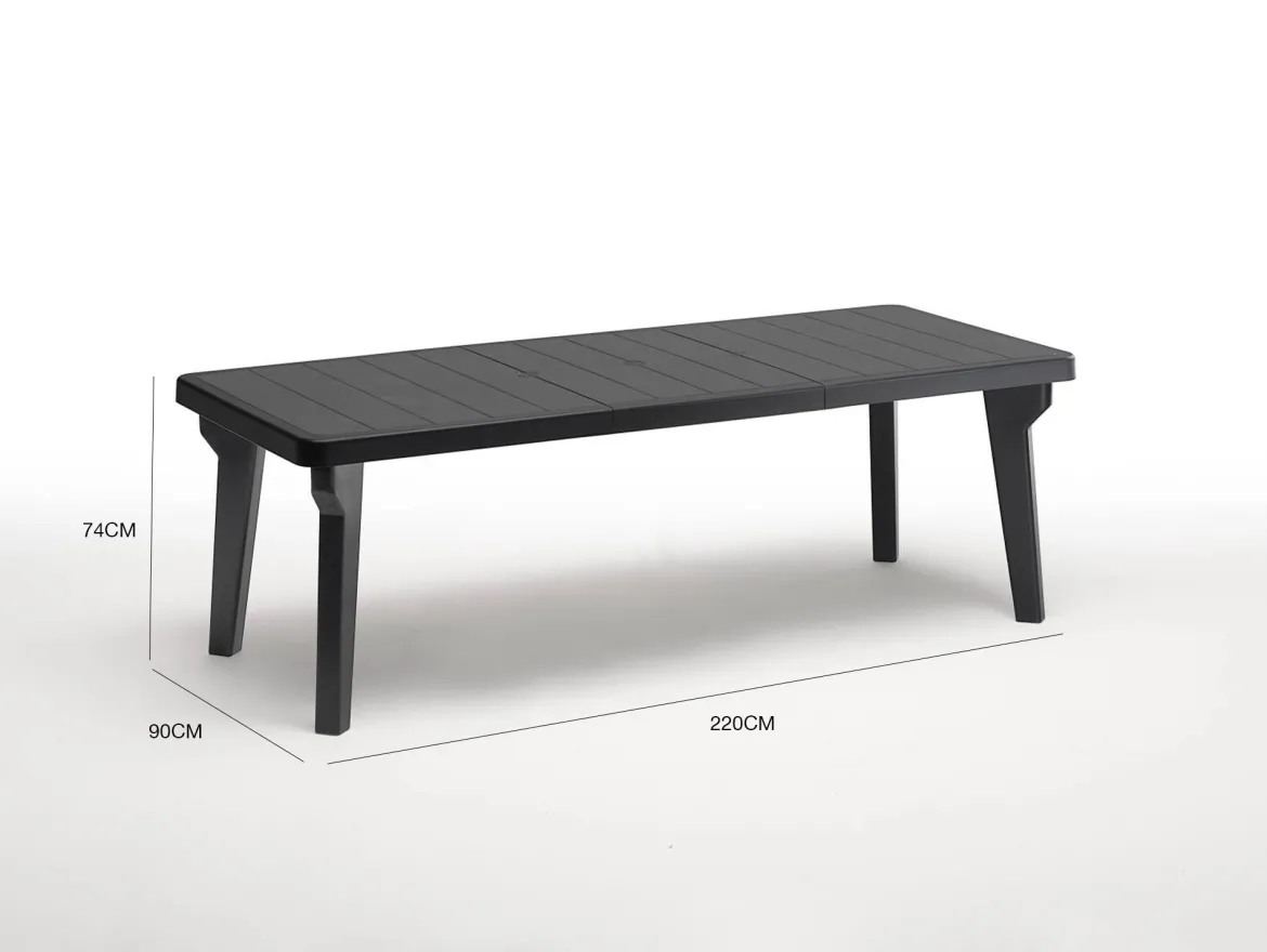 Tavolo da esterno allungabile 8-10 posti 160/220x90cm antracite - Anatre