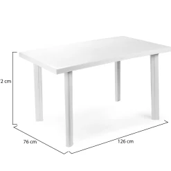 Tavolo da Esterno Bianco 6 Posti Finitura Effetto Liscio 126x76x72h cm, Lunghezza Massima 126 cm Made in Italy - Ozello